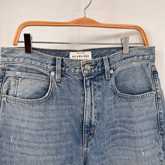 SLVRLAKE London Straight Jeans Size 31 Heartache Wash Distressed USA Made - Picture 4 of 15